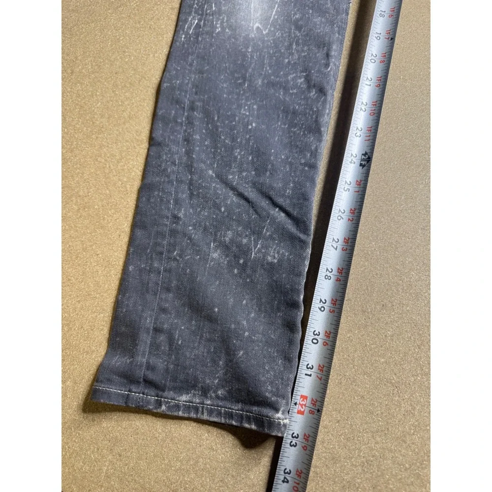 True Religion Geno Relaxed Slim Jeans Mens 29 Grey Acid Wash Flap Pocket Denim